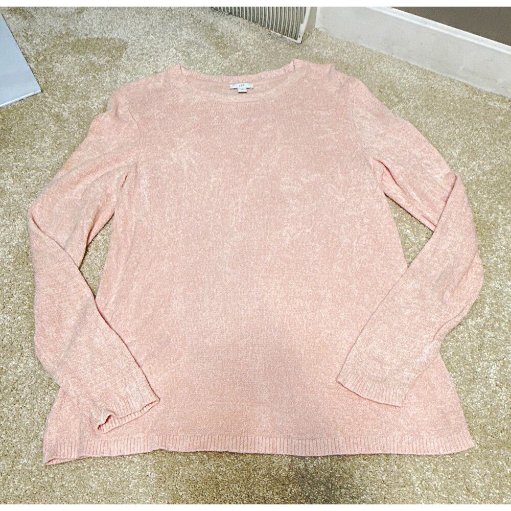 J. Jill M Sweater Pink Solid Knit Crew Neck Pullover Long Sleeve Ribbed Blend